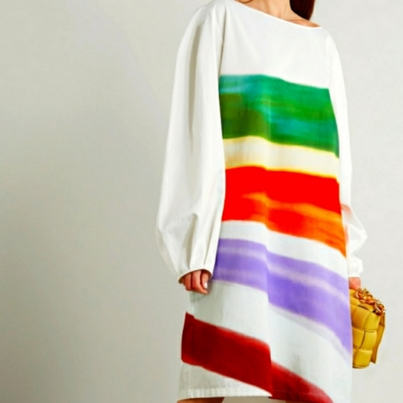 Dries Van Noten Dresses & Skirts - Dries van noten white striped woven dress